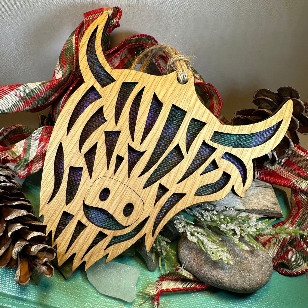 Tartan Highland Cow Ornament