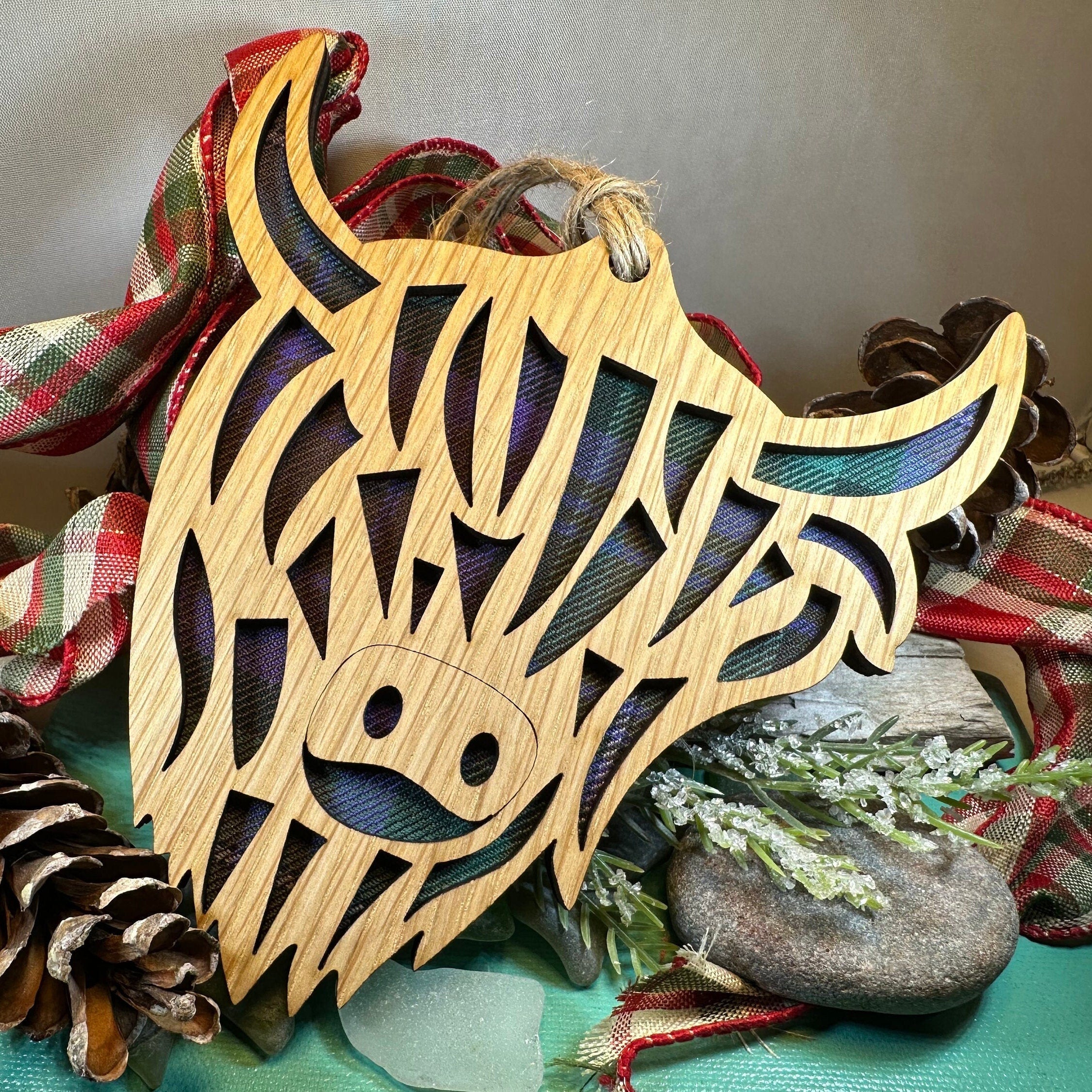 Tartan Highland Cow Ornament