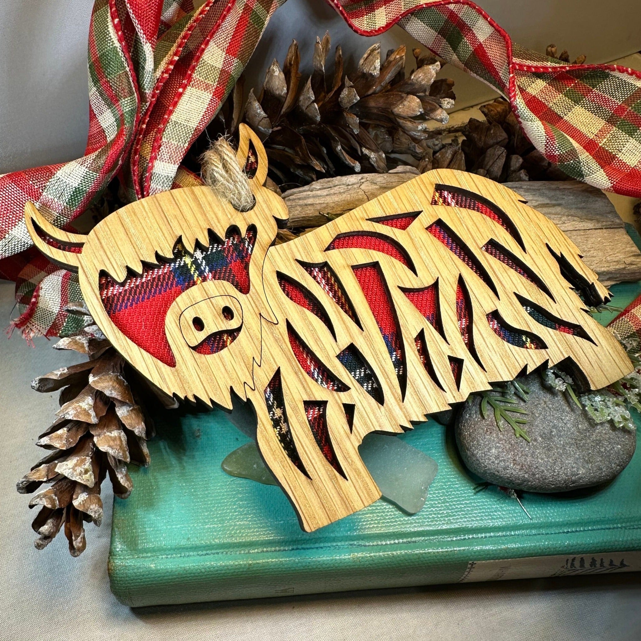 Tartan Highland Cow Ornament