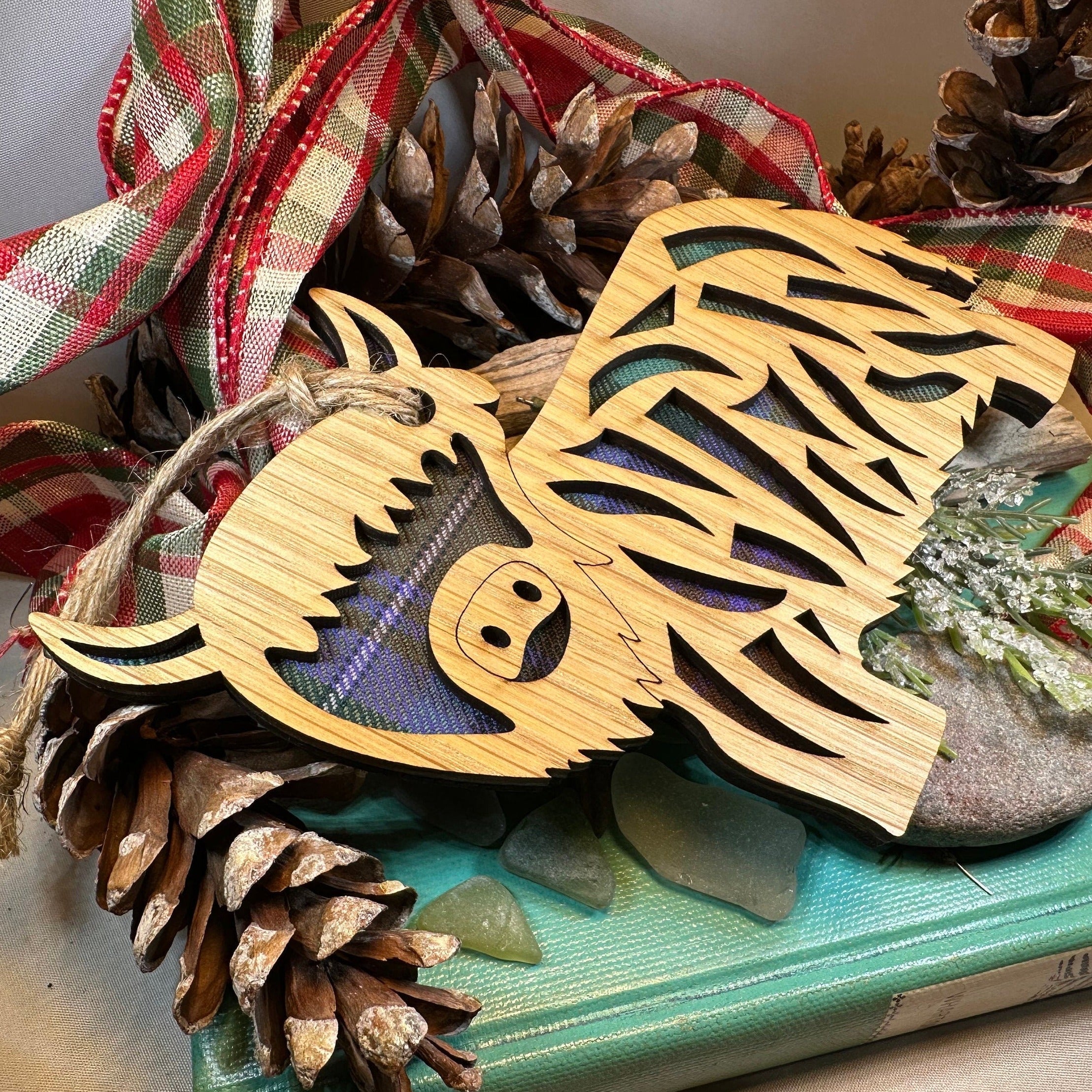 Tartan Highland Cow Ornament
