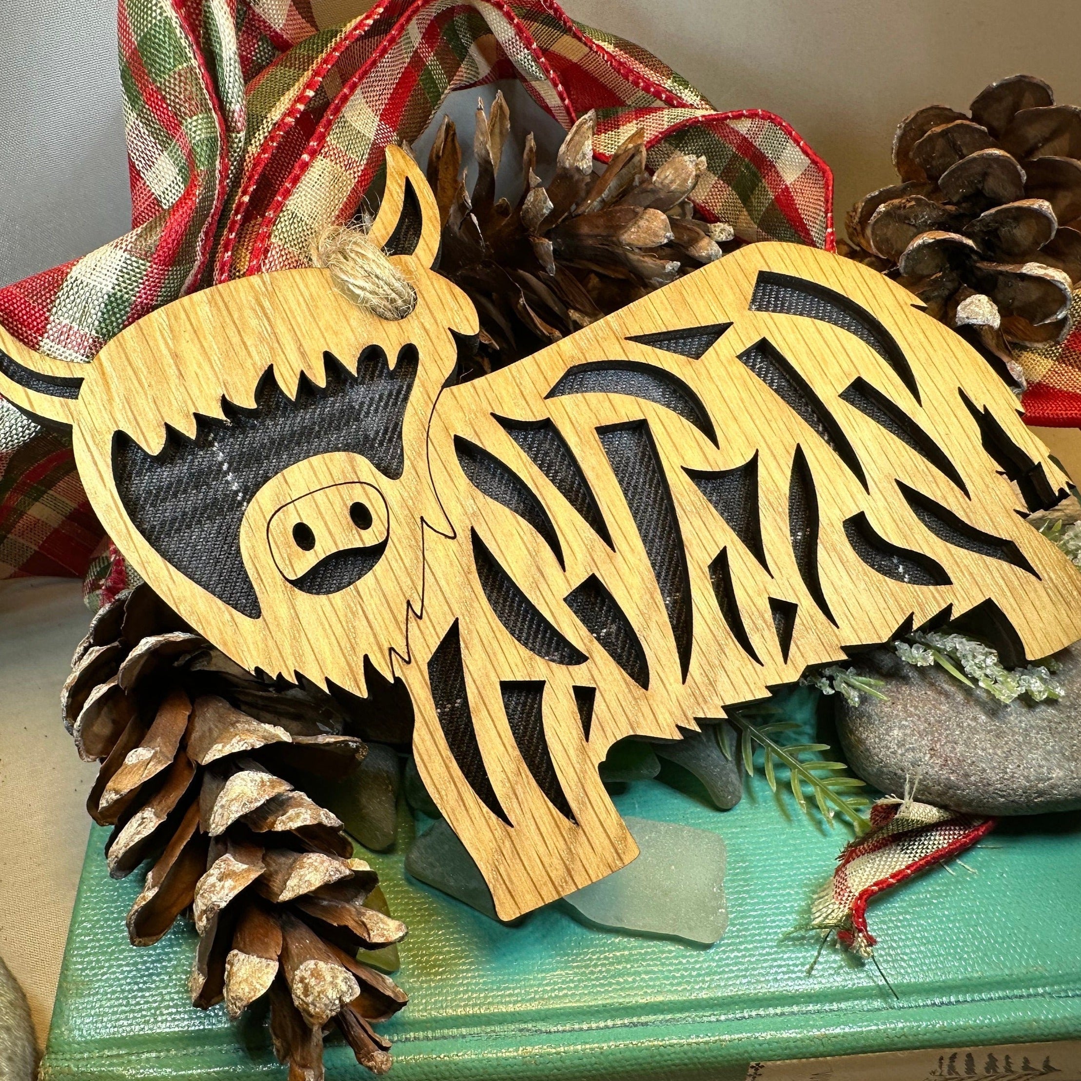 Tartan Highland Cow Ornament