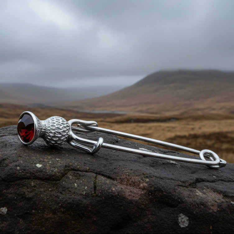 Thistle Crystal Kilt Pin