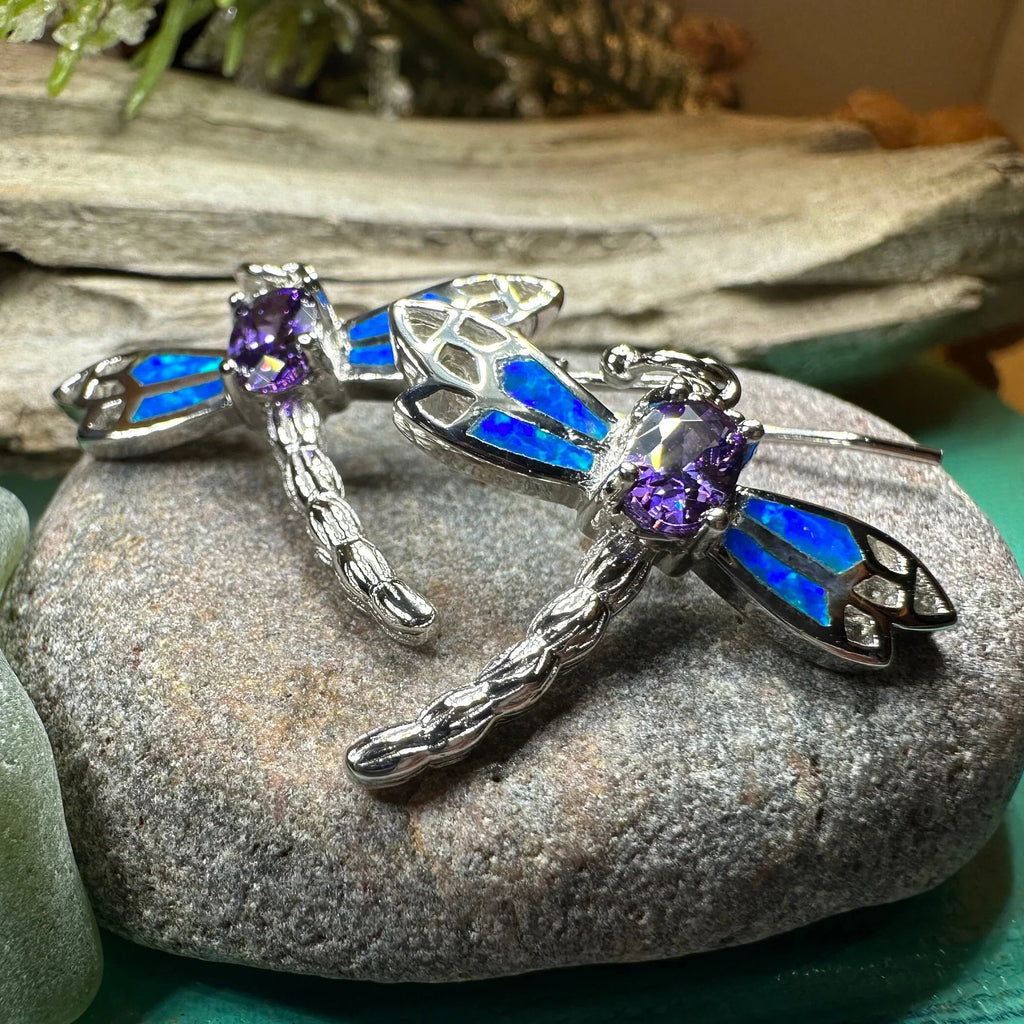 Amethyst Blue Dragonfly Earrings