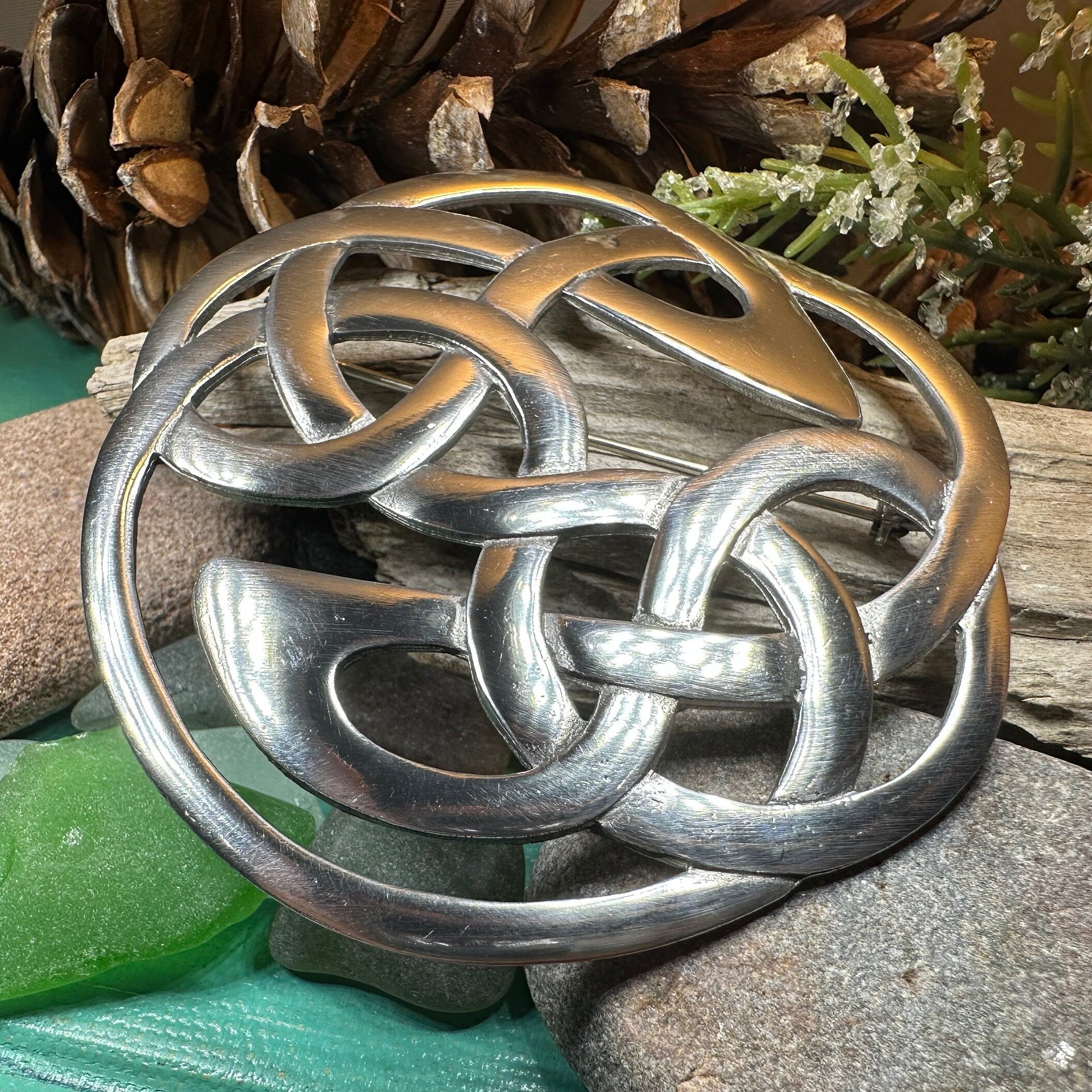 Pewter Lugh's Knot Celtic Brooch - Handmade in Scotland