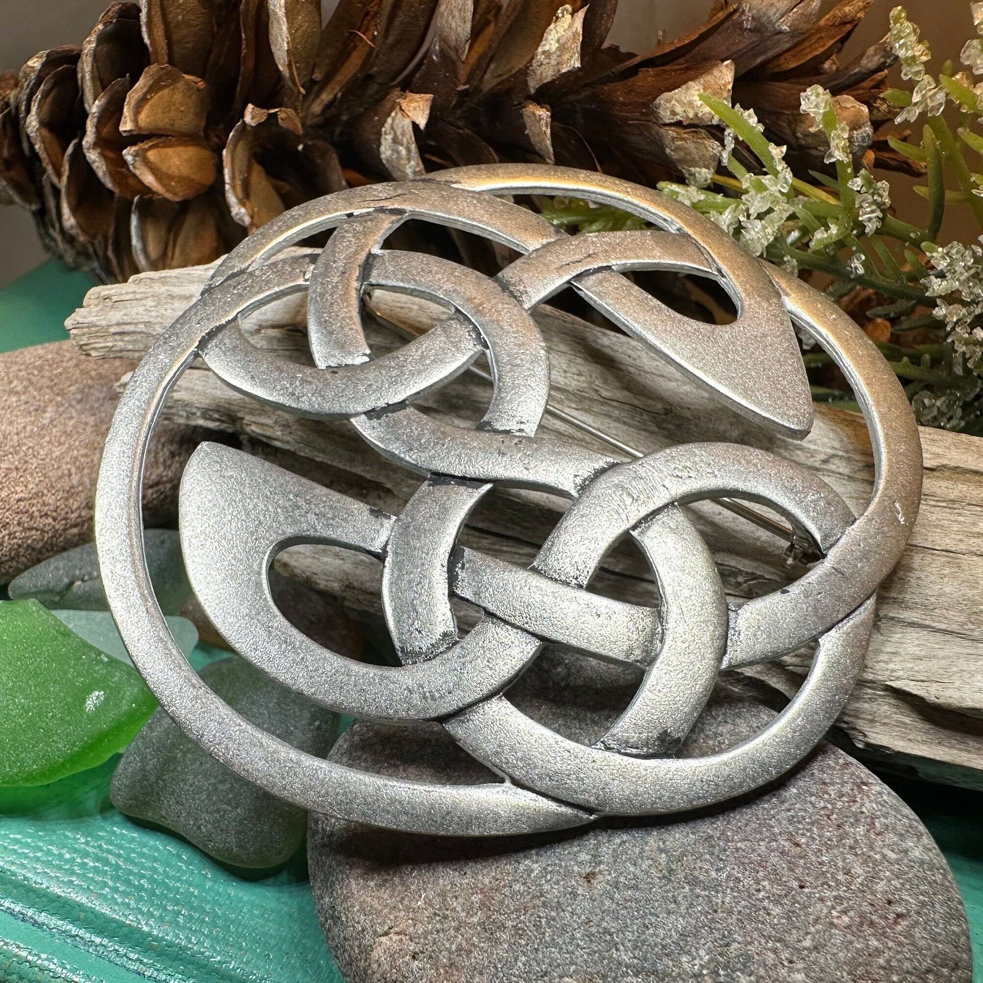 Pewter Lugh's Knot Celtic Brooch - Handmade in Scotland