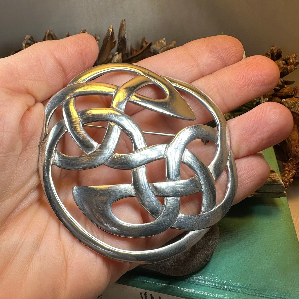 Pewter Lugh's Knot Celtic Brooch - Handmade in Scotland