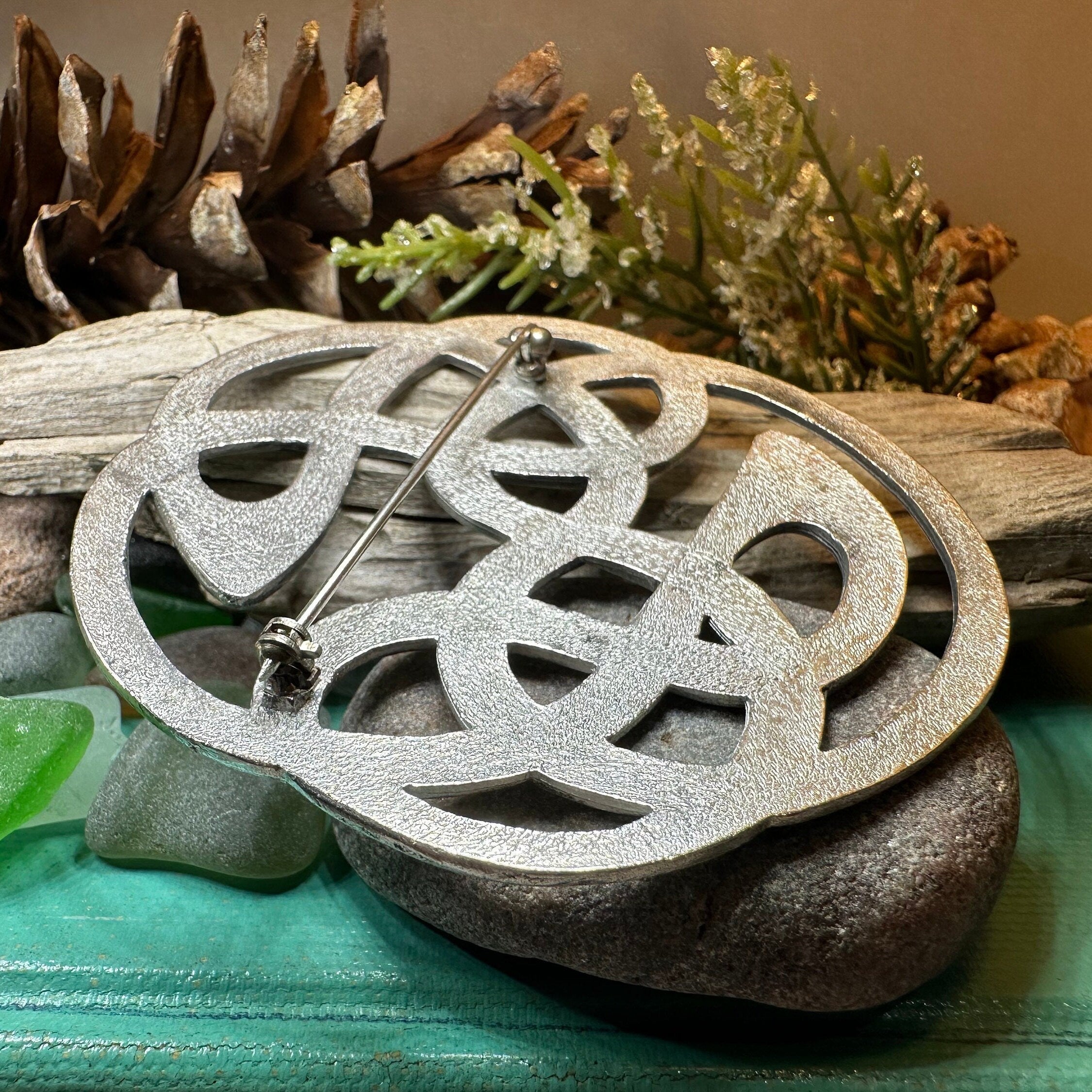 Pewter Lugh's Knot Celtic Brooch - Handmade in Scotland