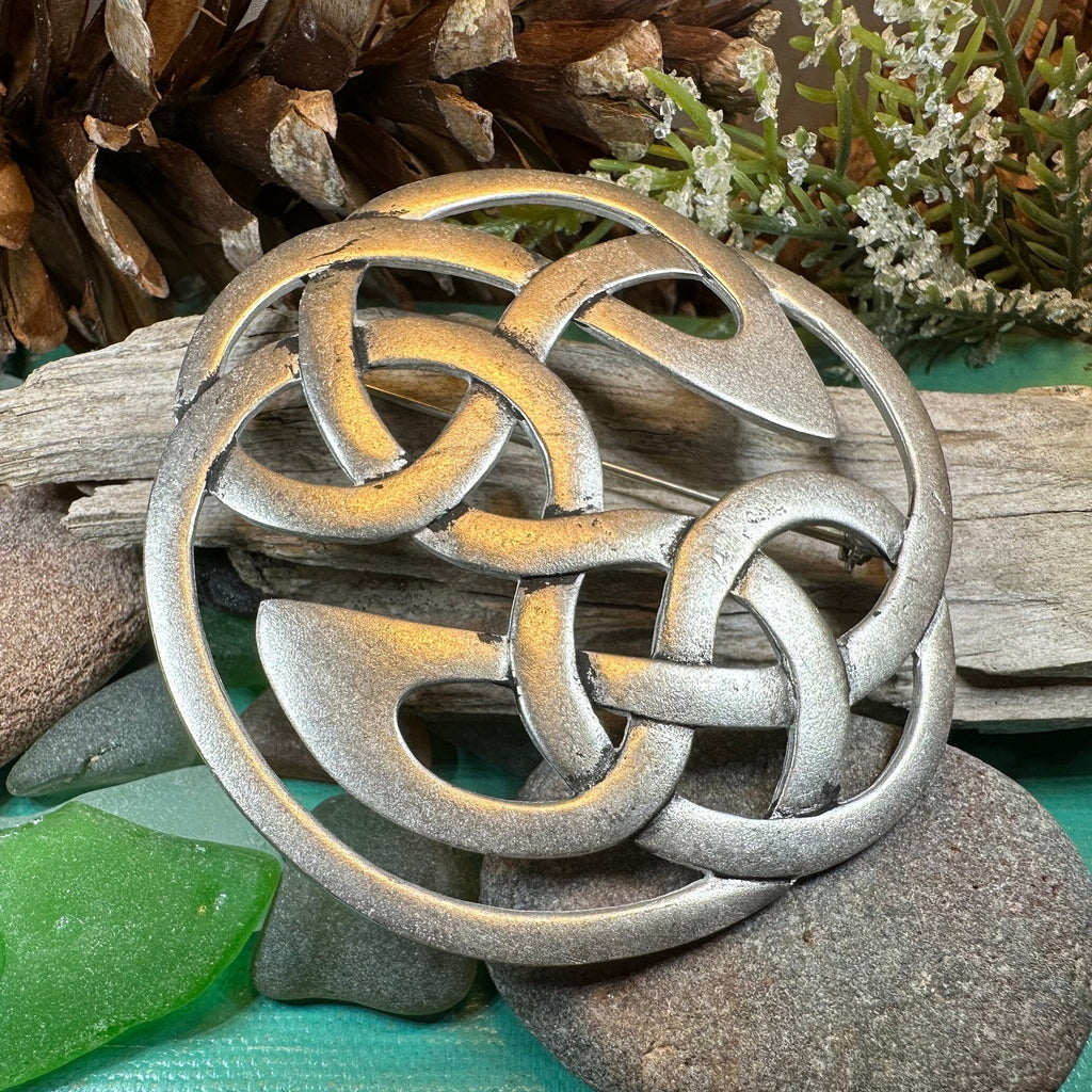 Pewter Lugh's Knot Celtic Brooch - Handmade in Scotland