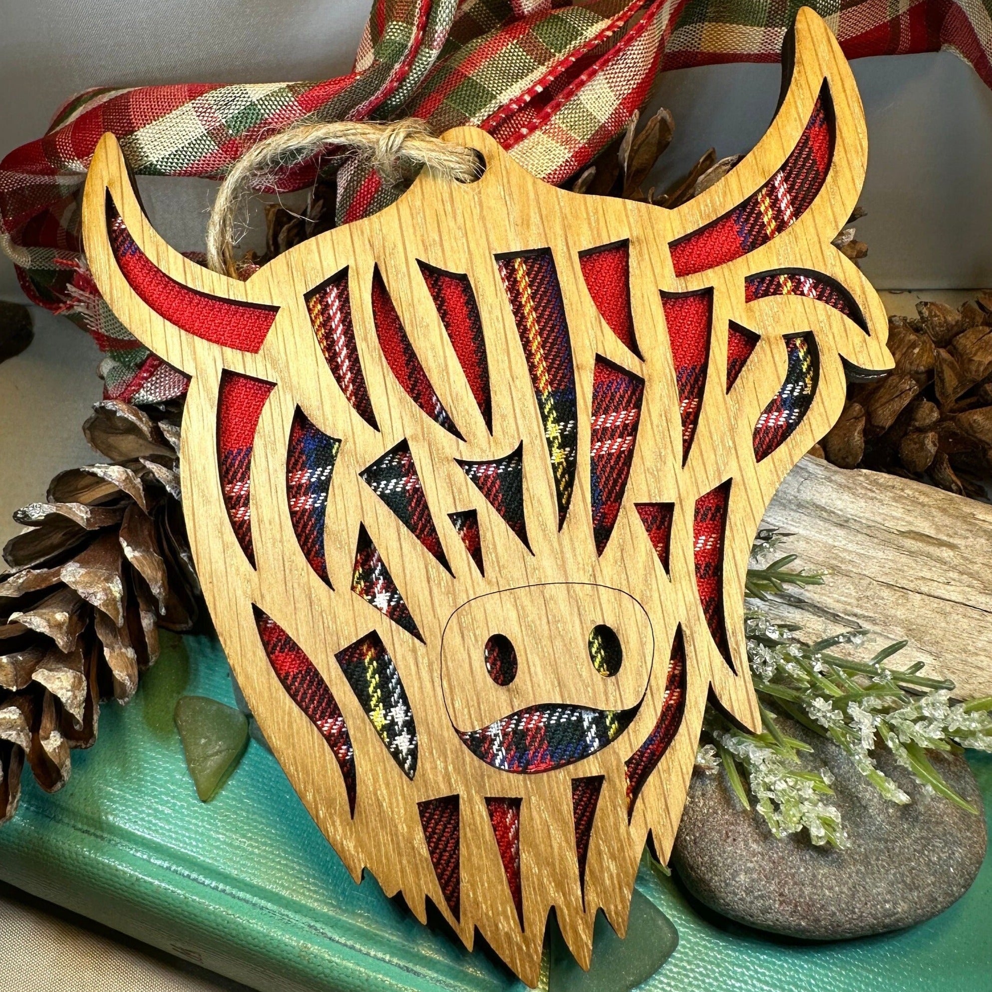 Tartan Highland Cow Ornament