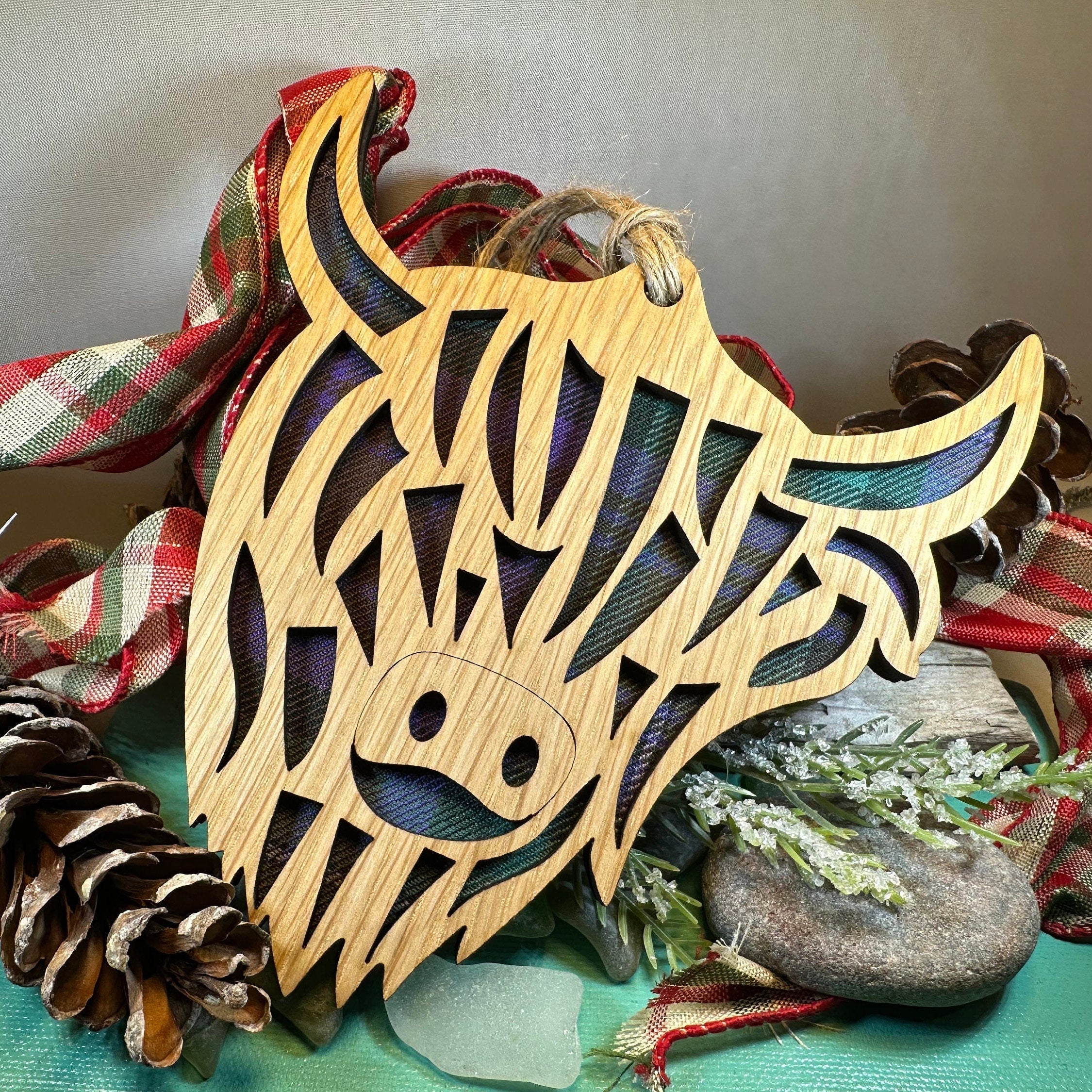 Tartan Highland Cow Ornament