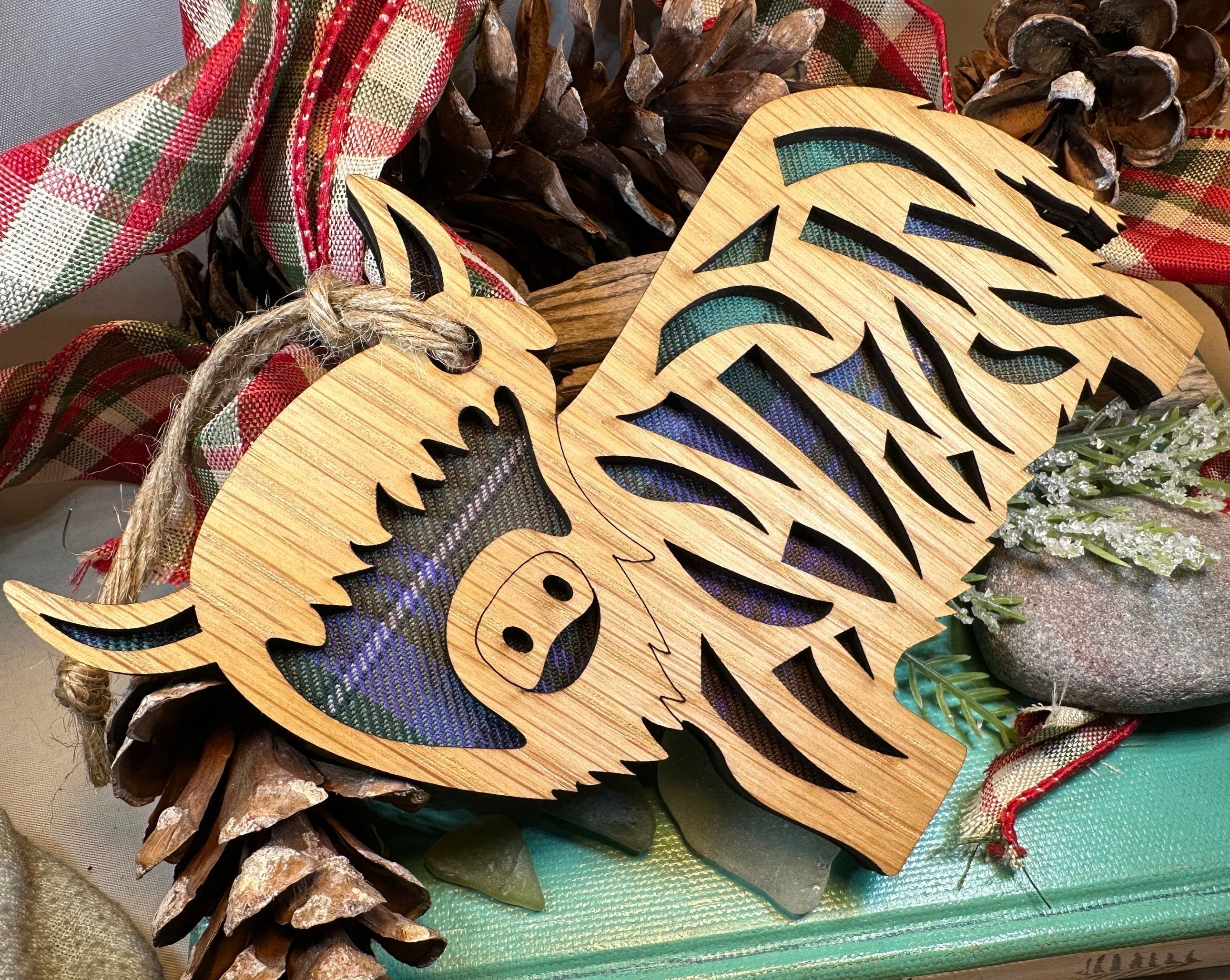 Tartan Highland Cow Ornament