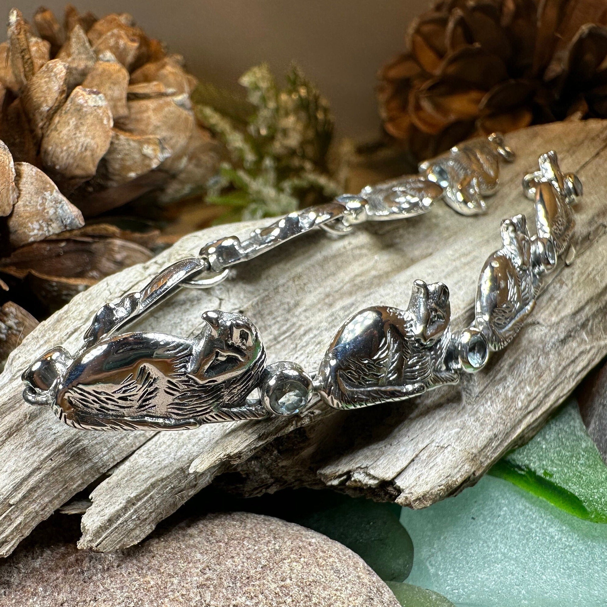 Blue Topaz Cat Bracelet