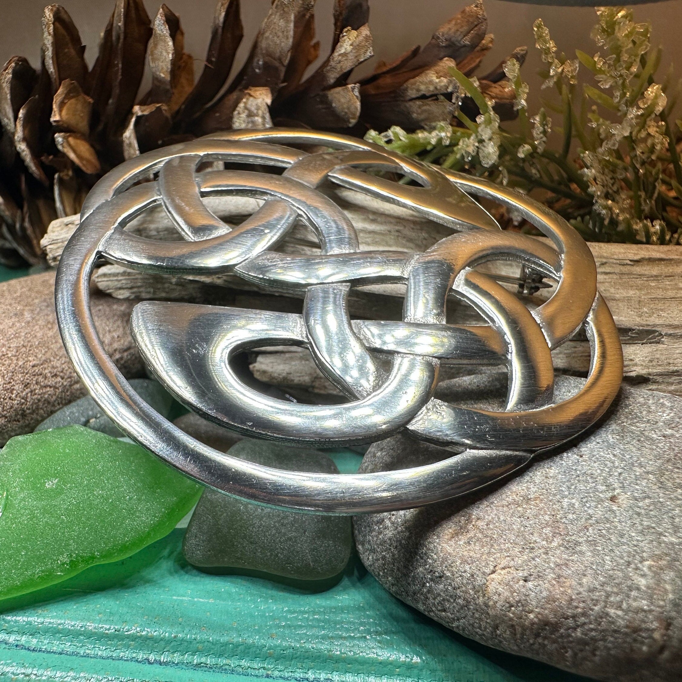 Pewter Lugh's Knot Celtic Brooch - Handmade in Scotland