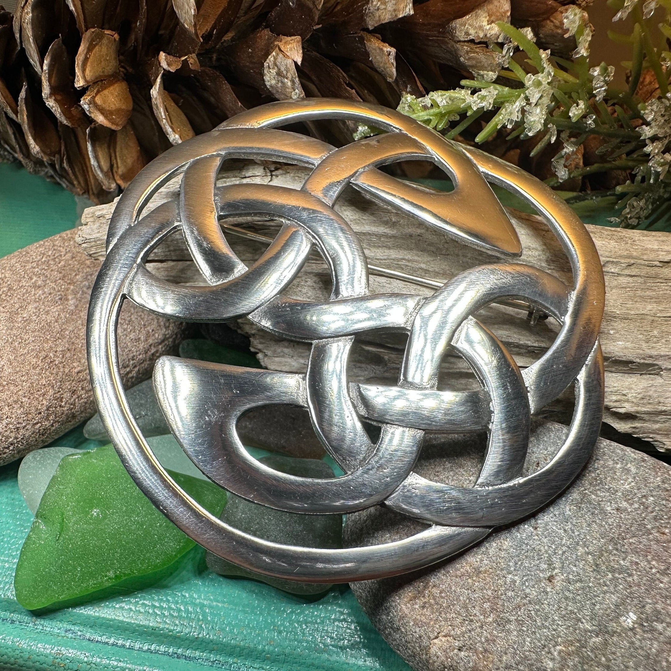 Pewter Lugh's Knot Celtic Brooch - Handmade in Scotland