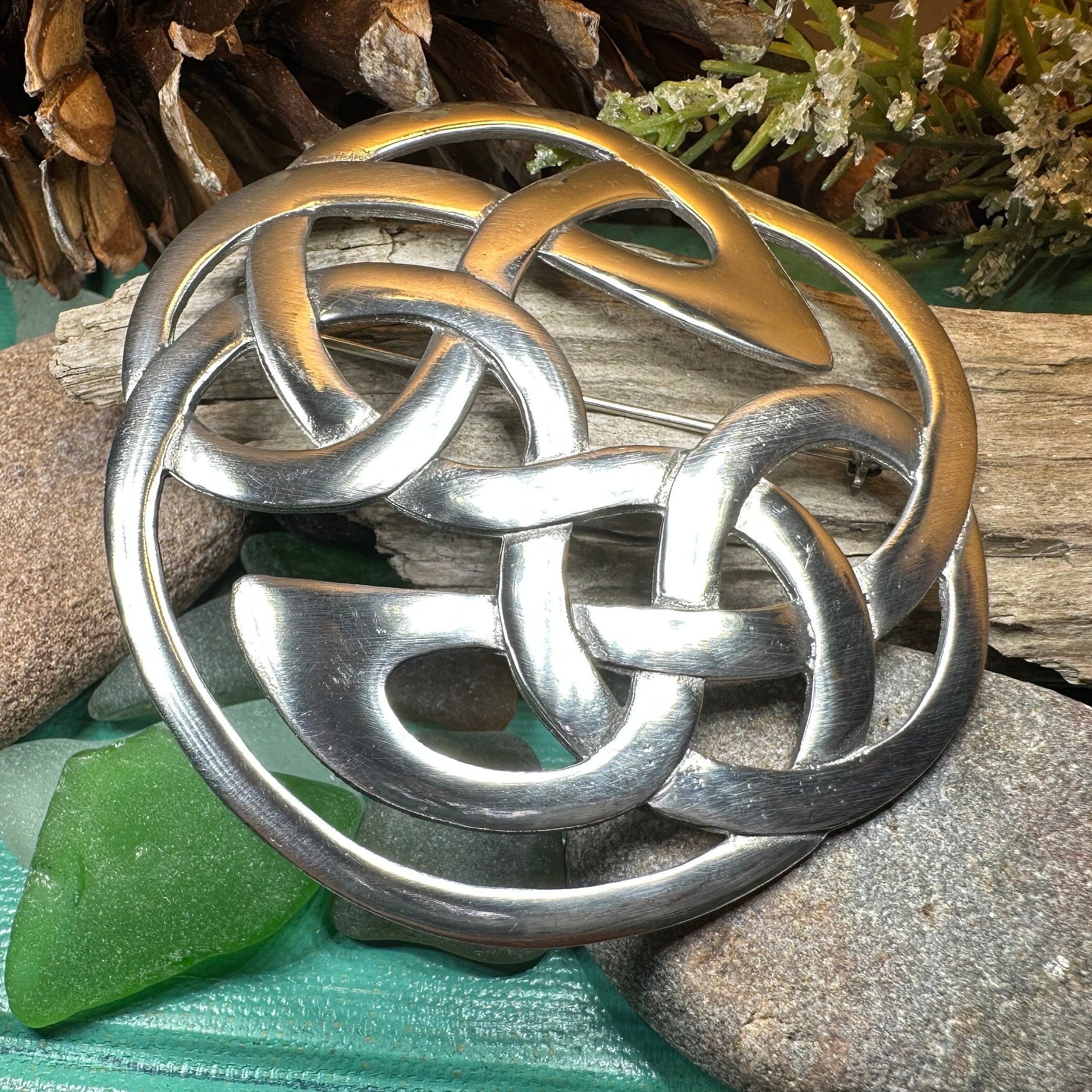 Pewter Lugh's Knot Celtic Brooch - Handmade in Scotland