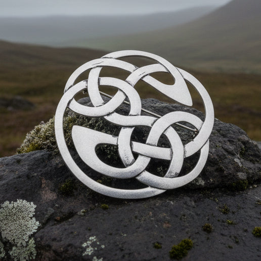 Pewter Lugh's Knot Celtic Brooch - Handmade in Scotland