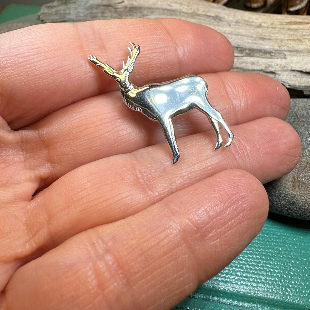Sterling Silver Highland Stag Brooch - Handmade in Scotland