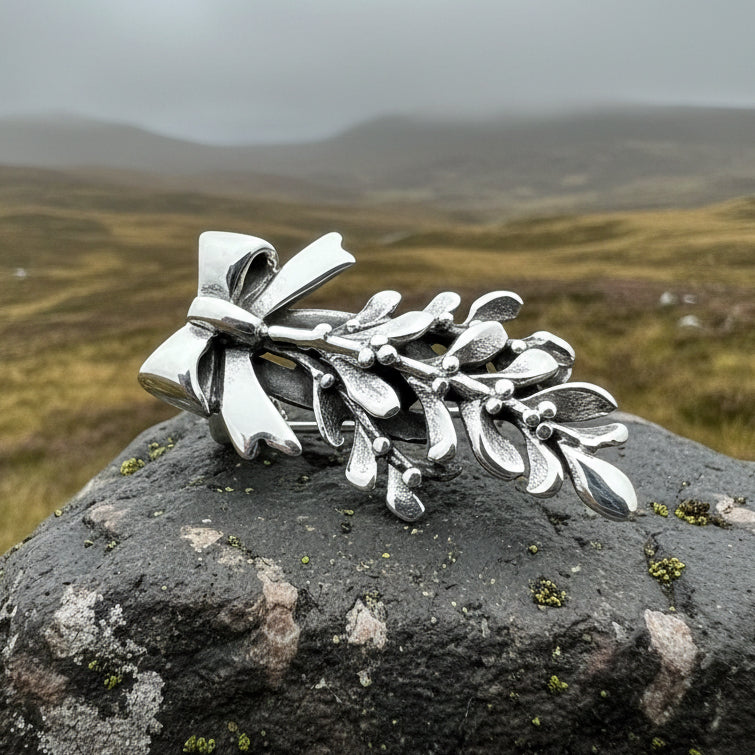 Ancient Celtic Mistletoe Brooch & Pendant in Sterling Silver