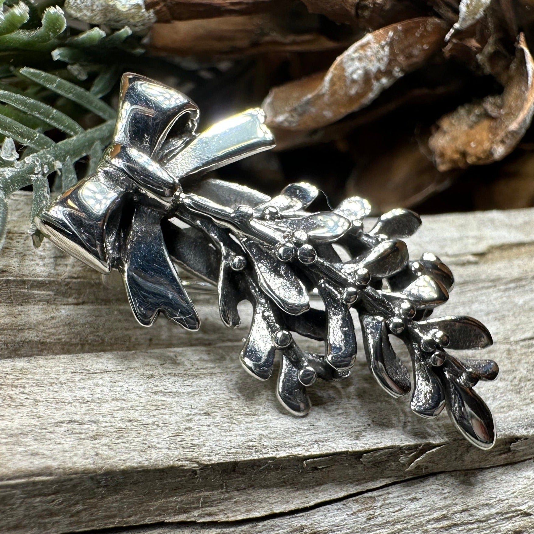 Ancient Celtic Mistletoe Brooch & Pendant in Sterling Silver