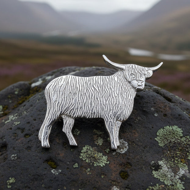 Realistic Highland Cow Brooch - Handmade in Scotland