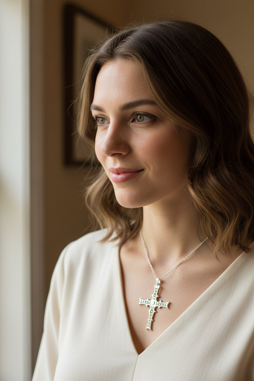 Irish Cross of Cong Necklace in Sterling Silver