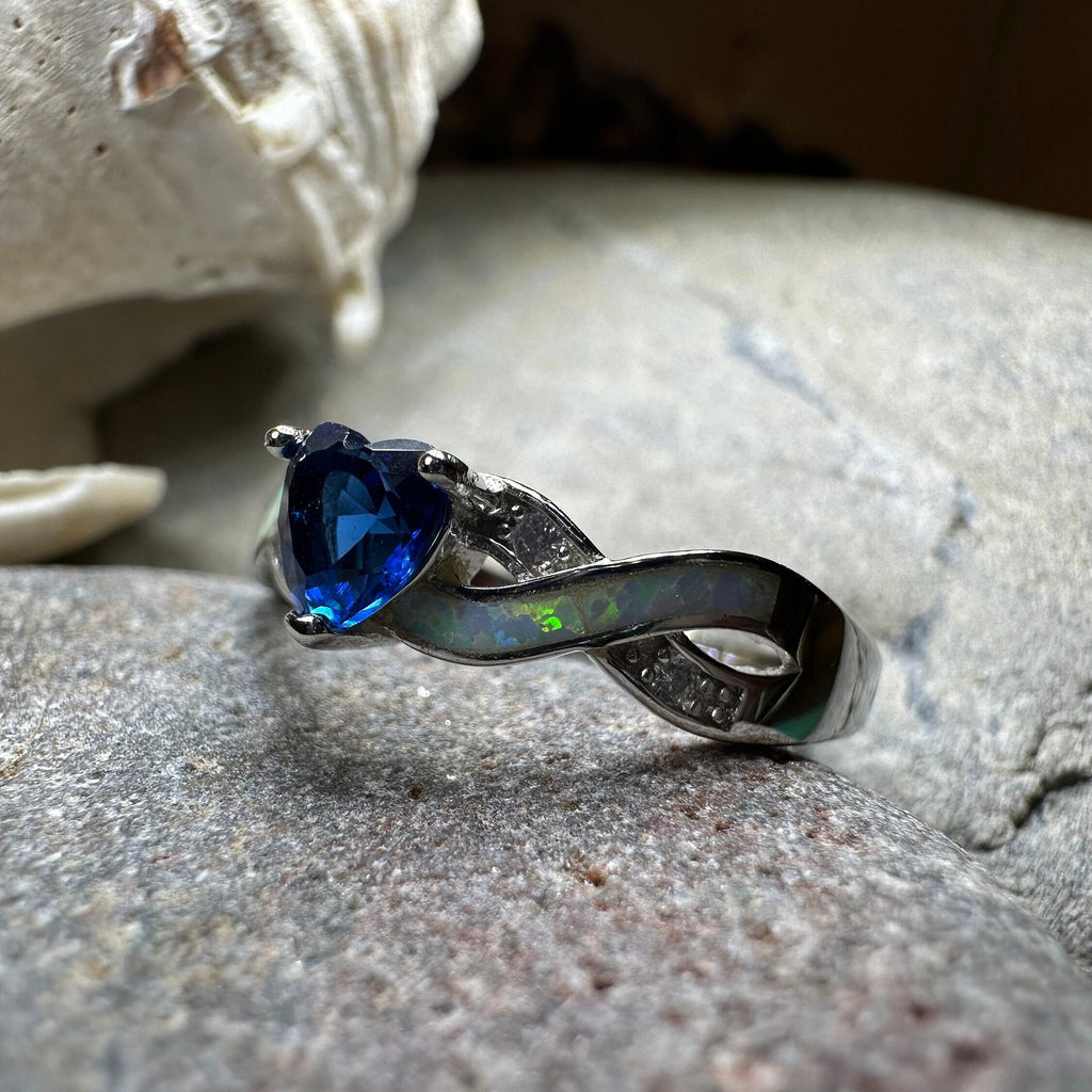 Geena Opal Celtic Ring in Sterling Silver