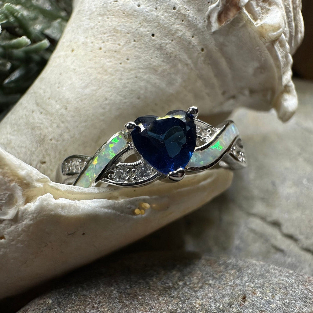 Geena Opal Celtic Ring in Sterling Silver