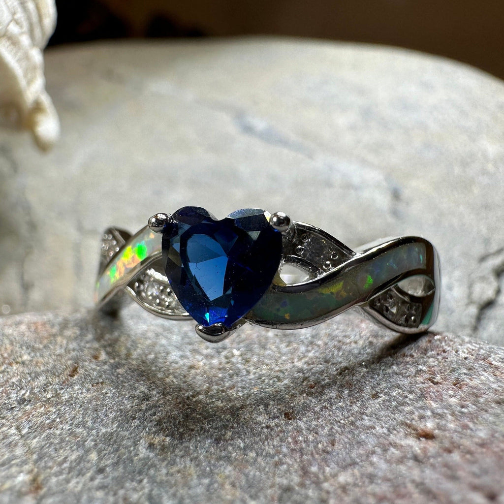 Geena Opal Celtic Ring in Sterling Silver