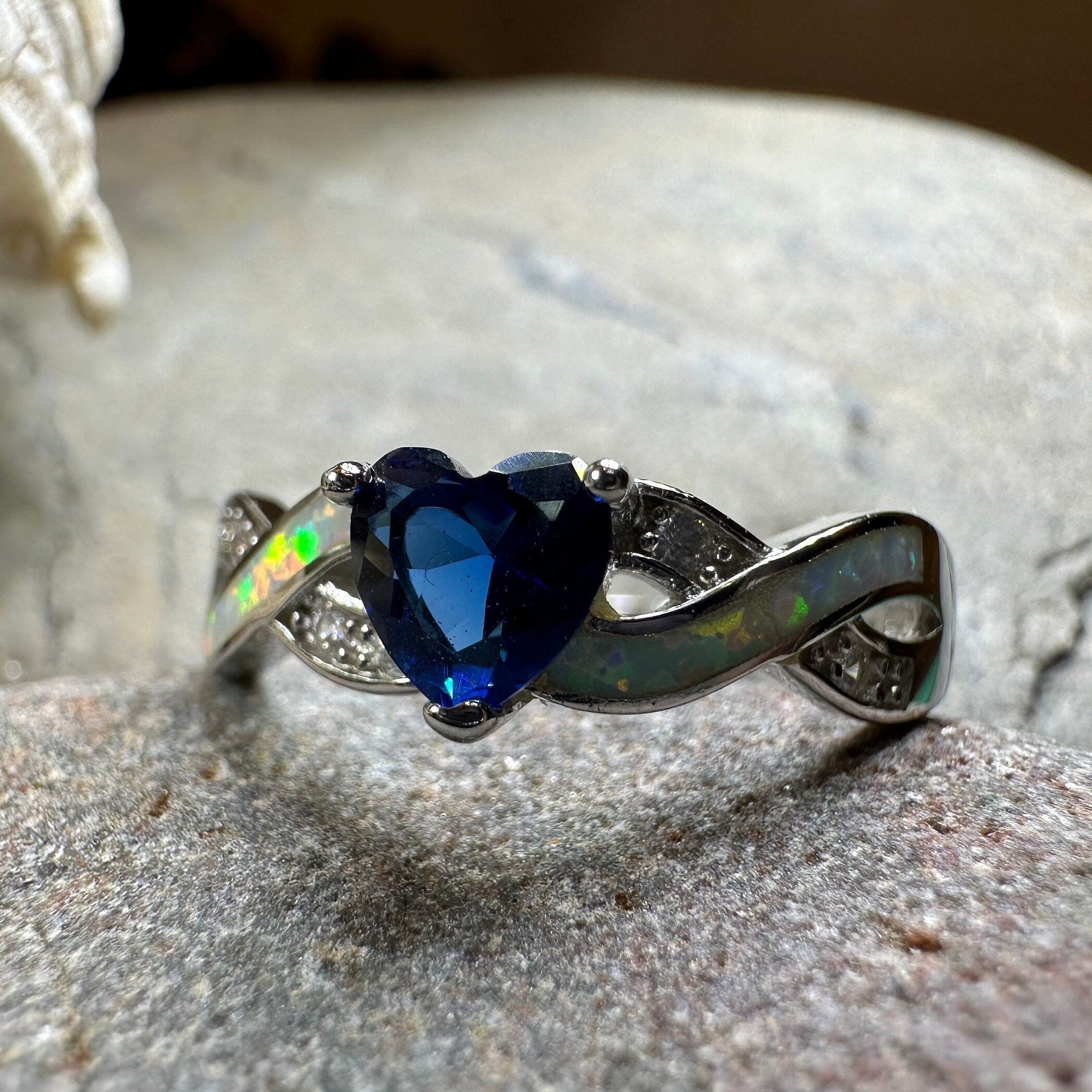 Geena Opal Celtic Ring in Sterling Silver
