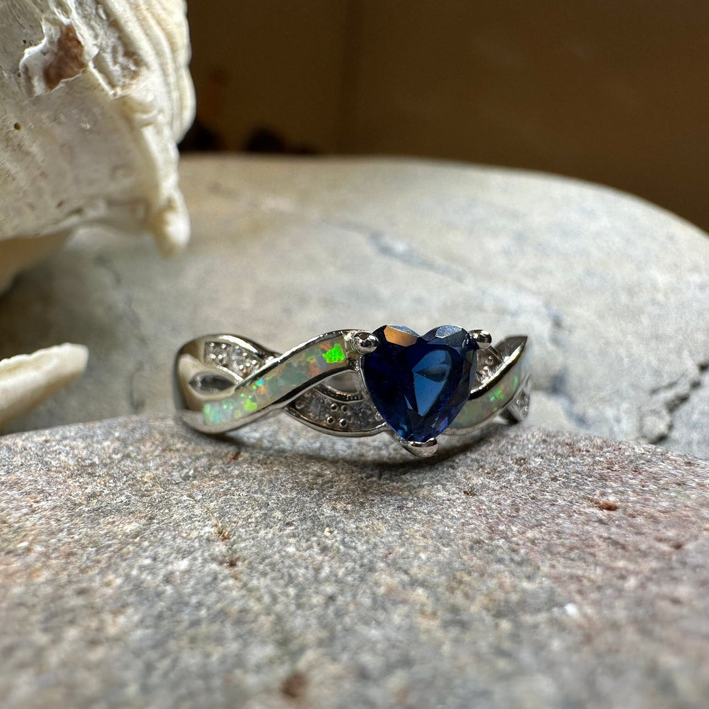 Geena Opal Celtic Ring in Sterling Silver