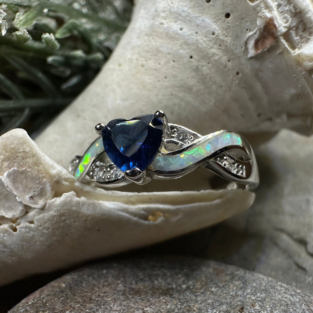 Geena Opal Celtic Ring in Sterling Silver