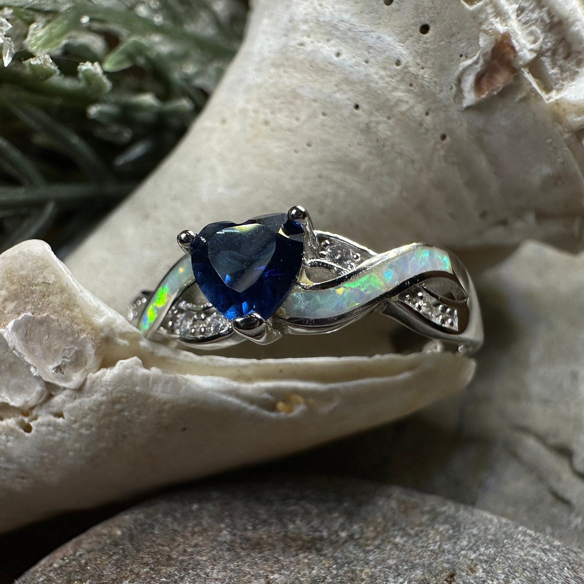Geena Opal Celtic Ring in Sterling Silver