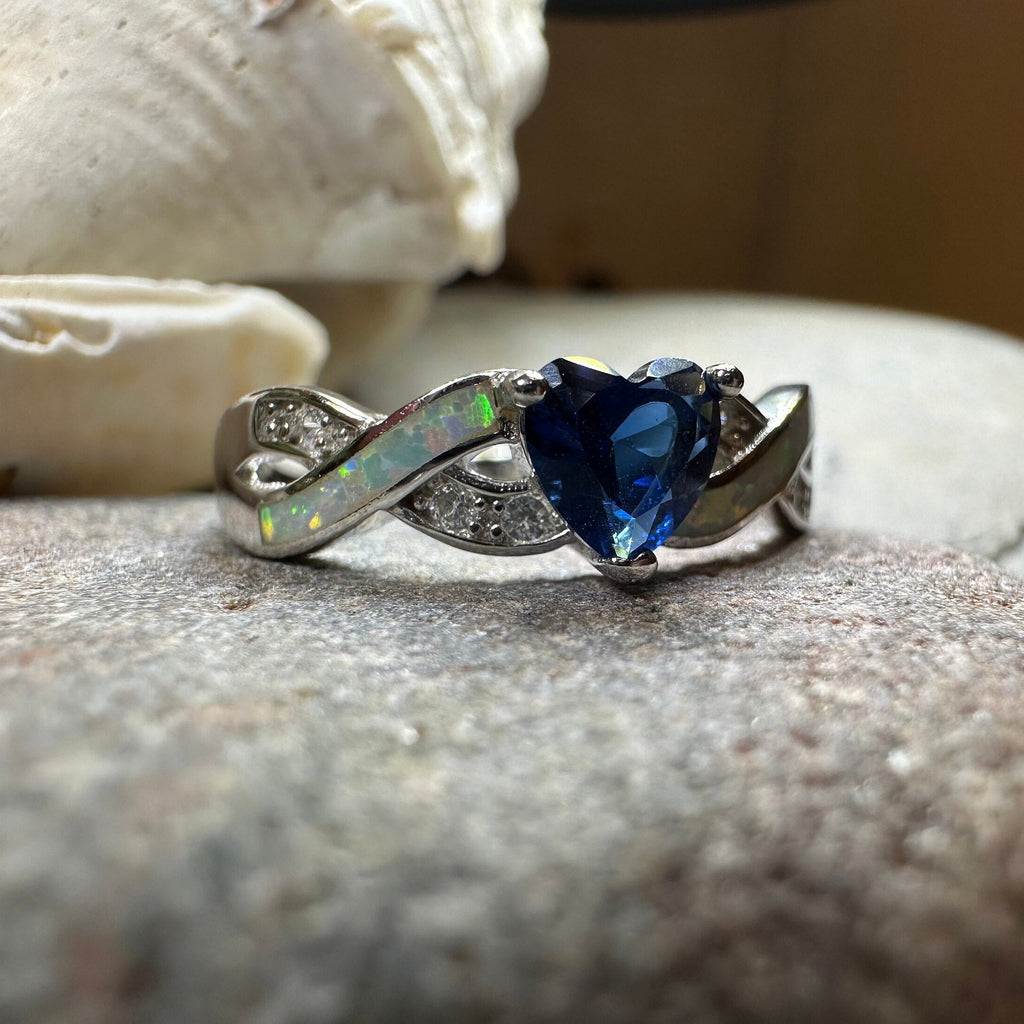 Geena Opal Celtic Ring in Sterling Silver