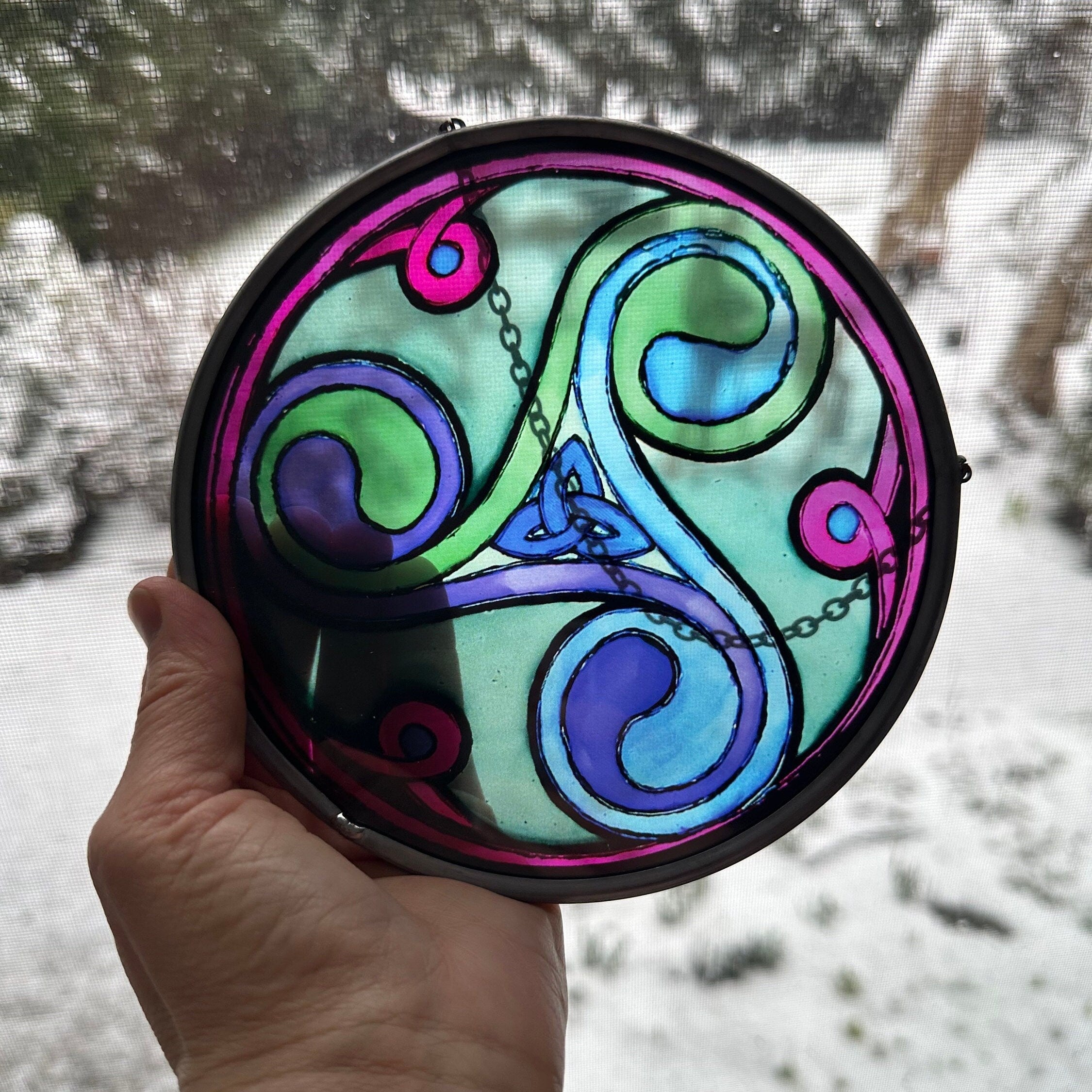 Green Durrow Celtic Spiral Suncatcher
