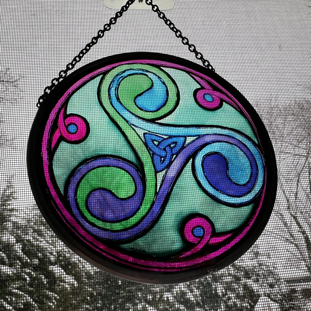 Green Durrow Celtic Spiral Suncatcher