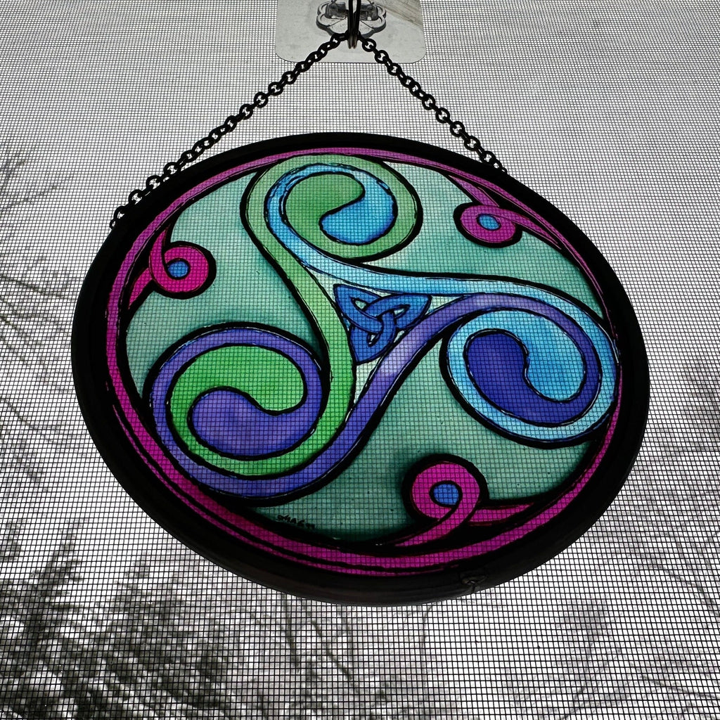 Green Durrow Celtic Spiral Suncatcher