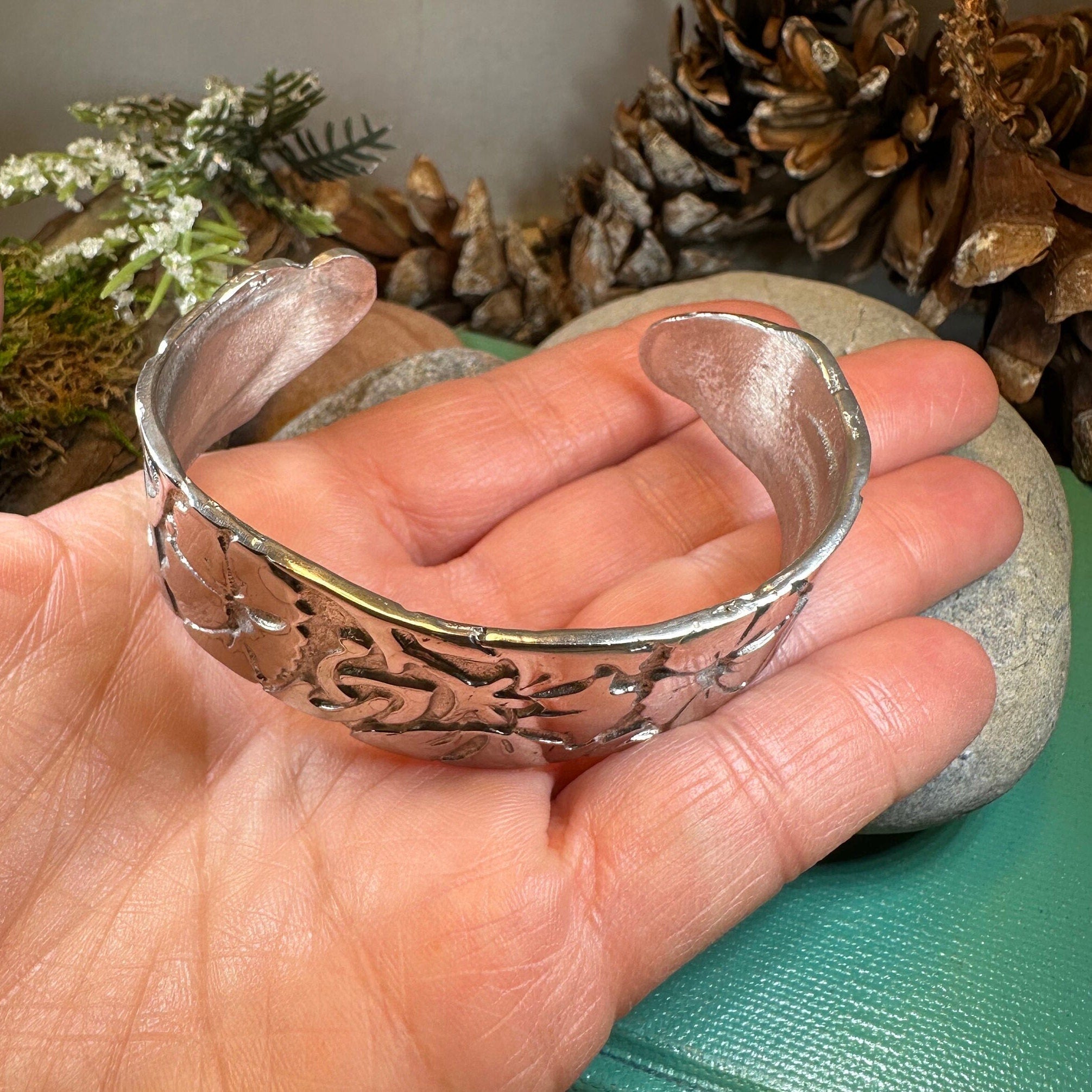Celtic Garden Pewter Bracelet - Handmade in Scotland