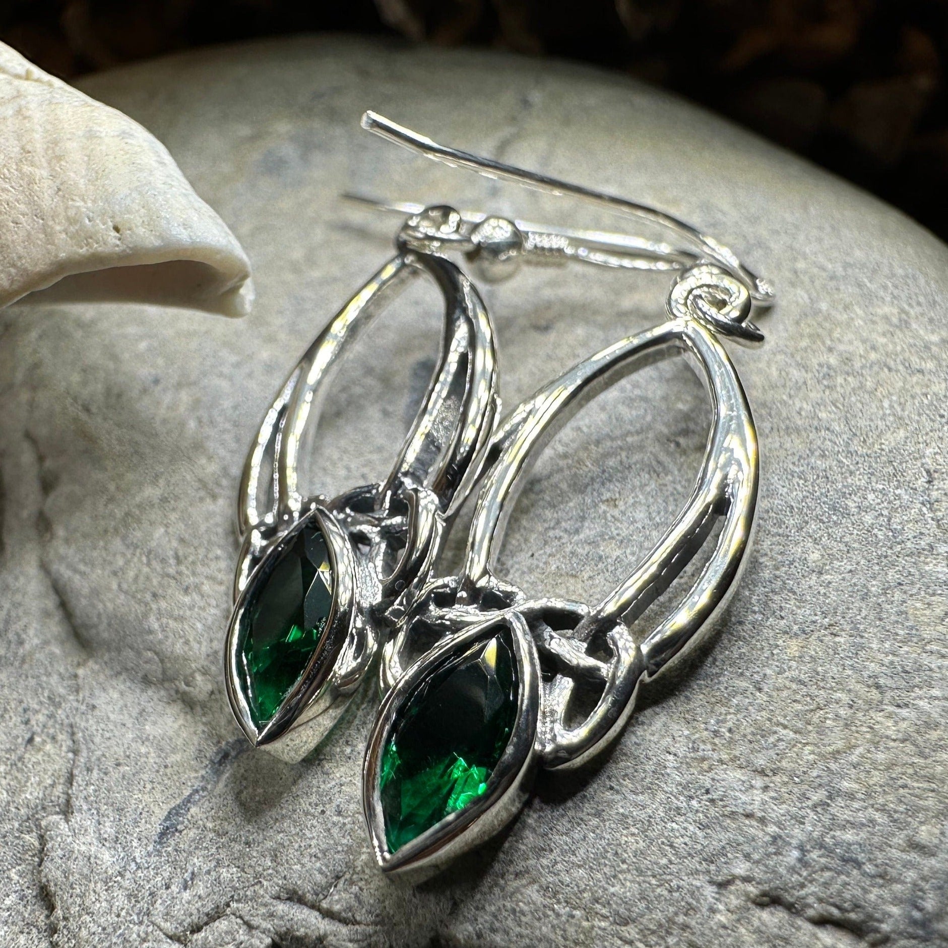 Emerald Celtic Trinity Knot Earrings