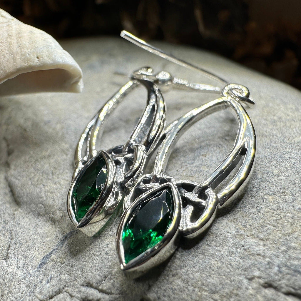 Emerald Celtic Trinity Knot Earrings