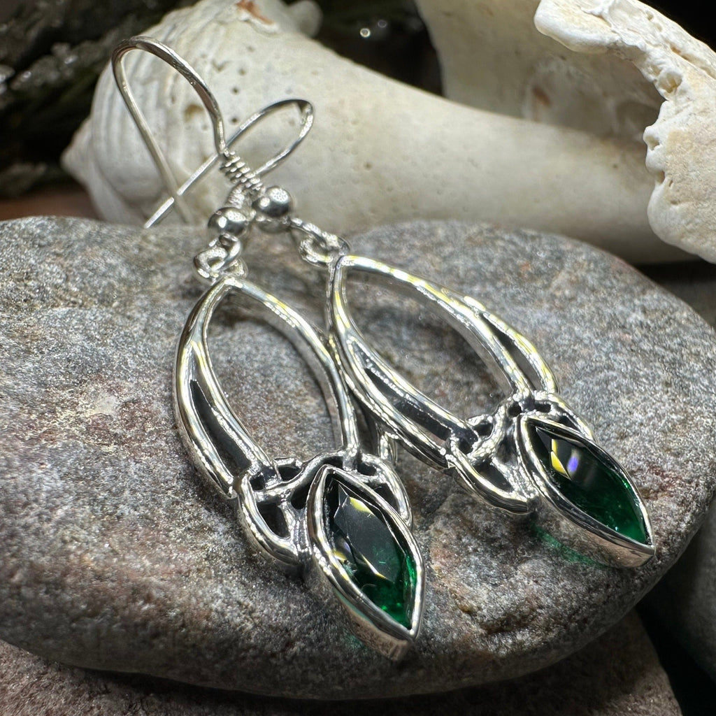 Emerald Celtic Trinity Knot Earrings