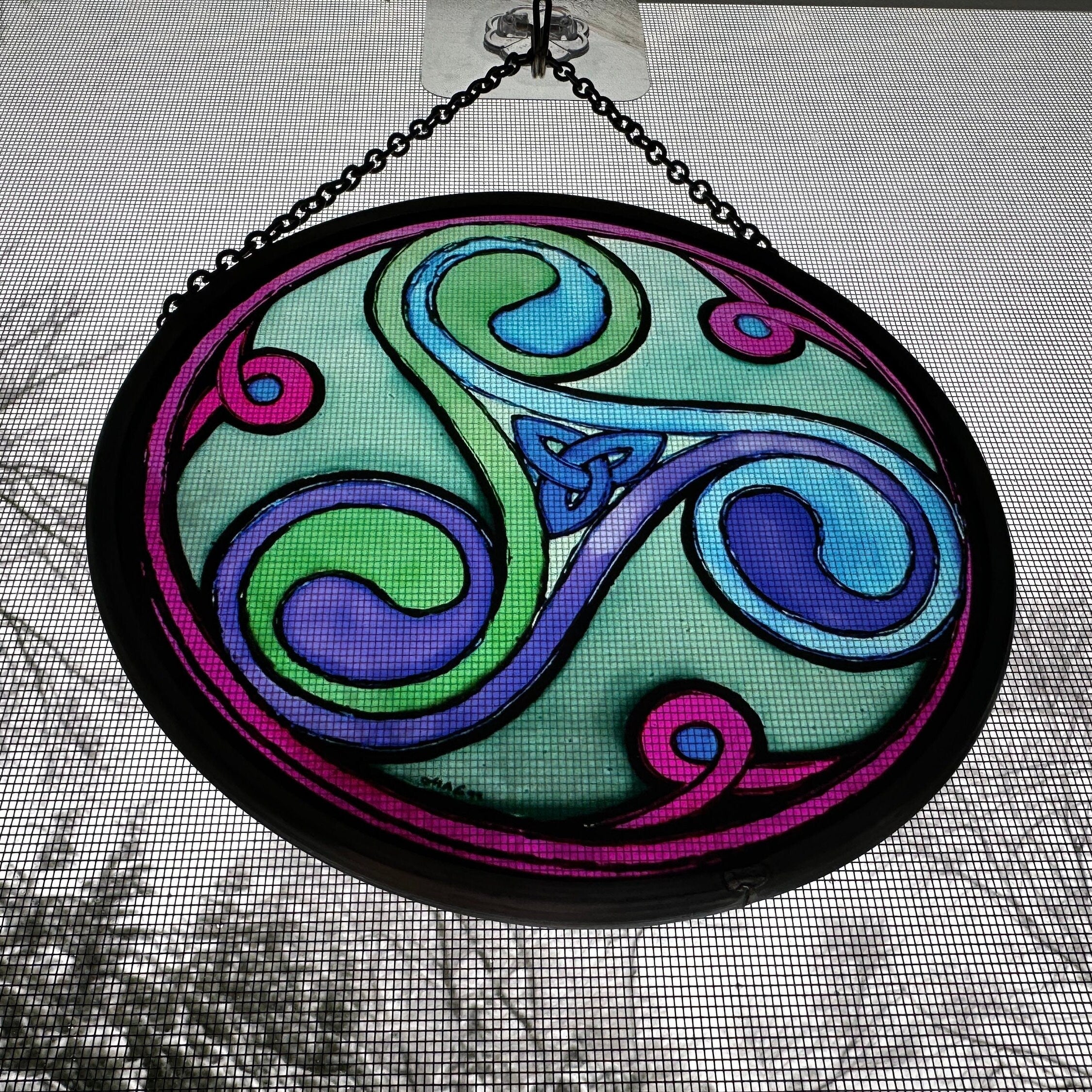 Green Durrow Celtic Spiral Suncatcher