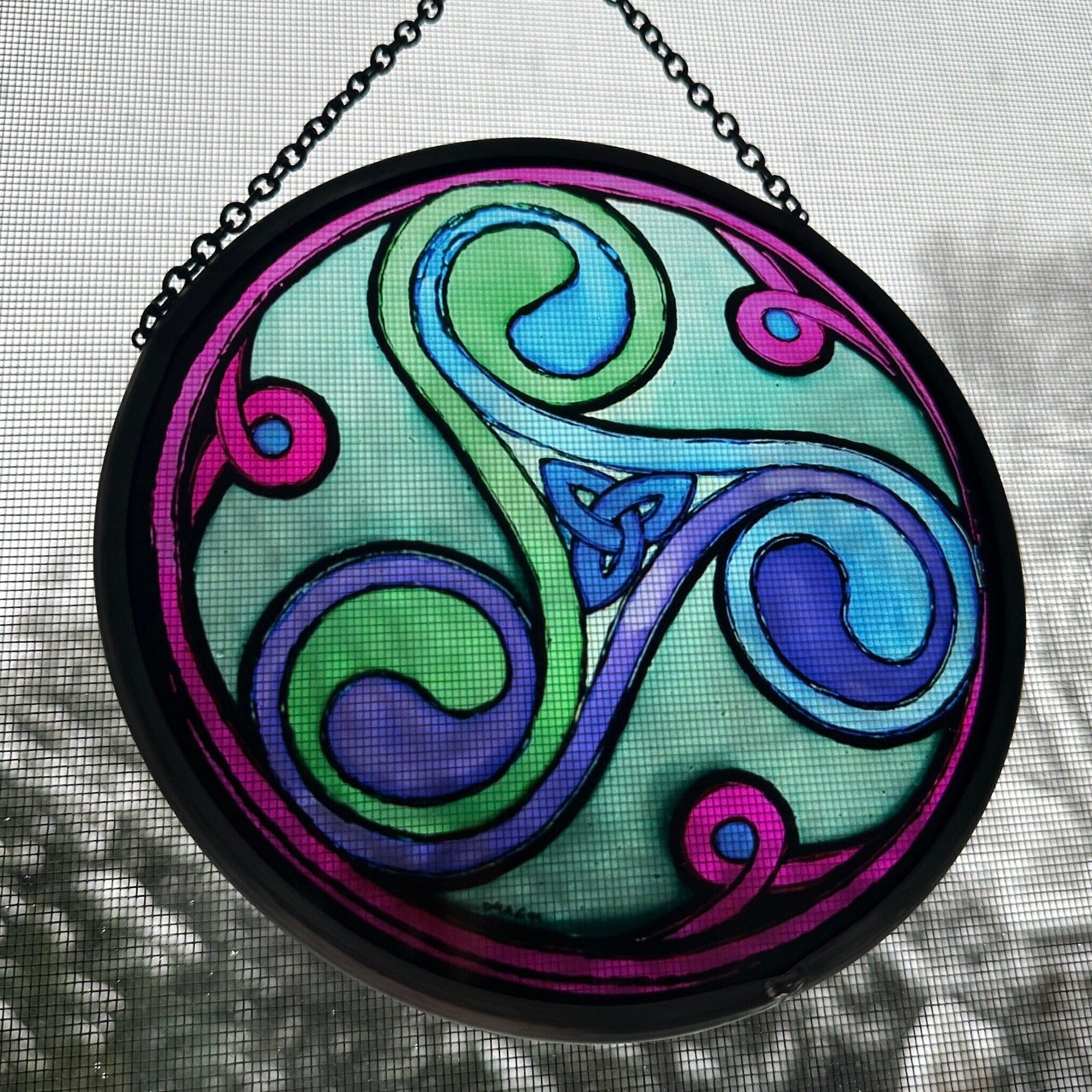 Green Durrow Celtic Spiral Suncatcher