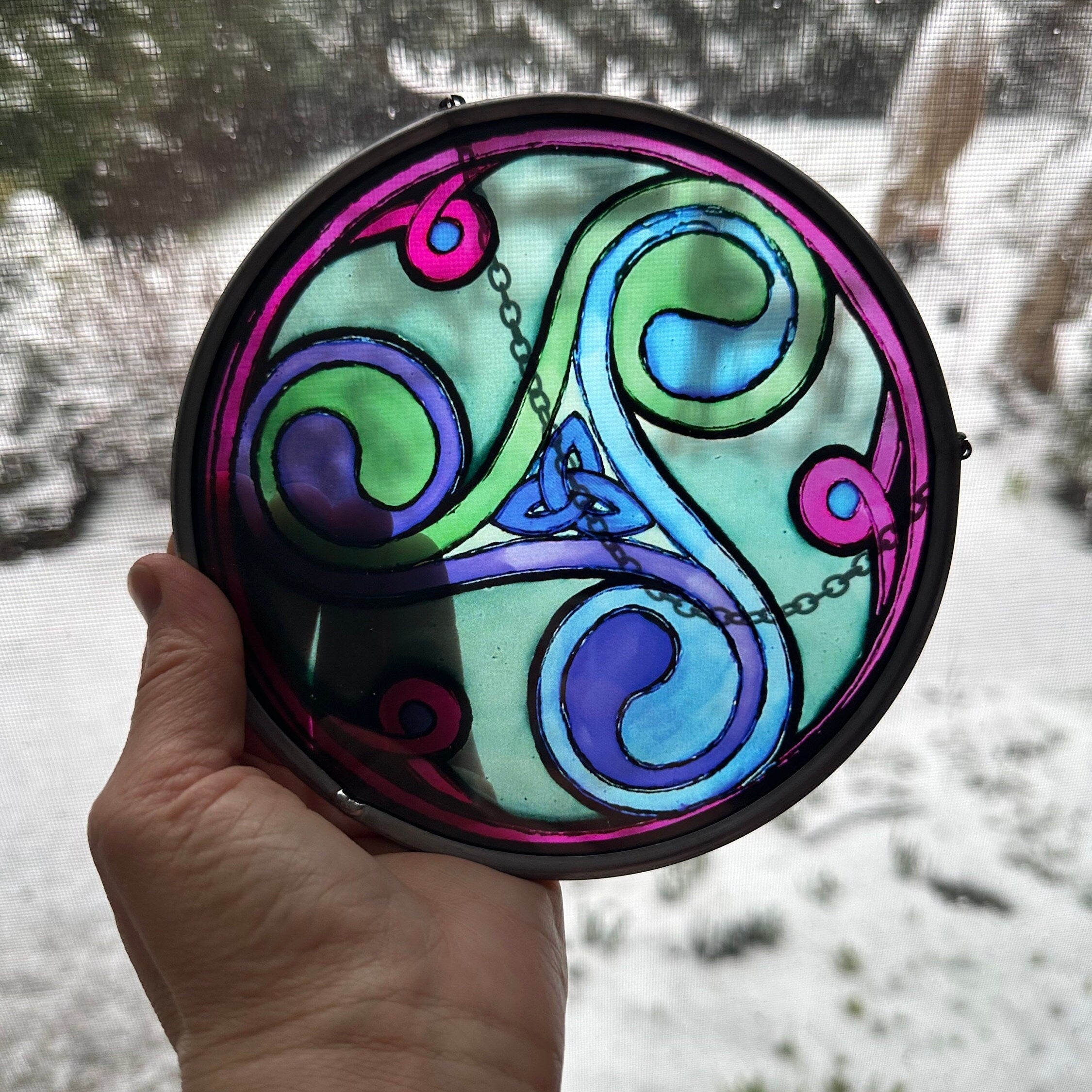 Green Durrow Celtic Spiral Suncatcher
