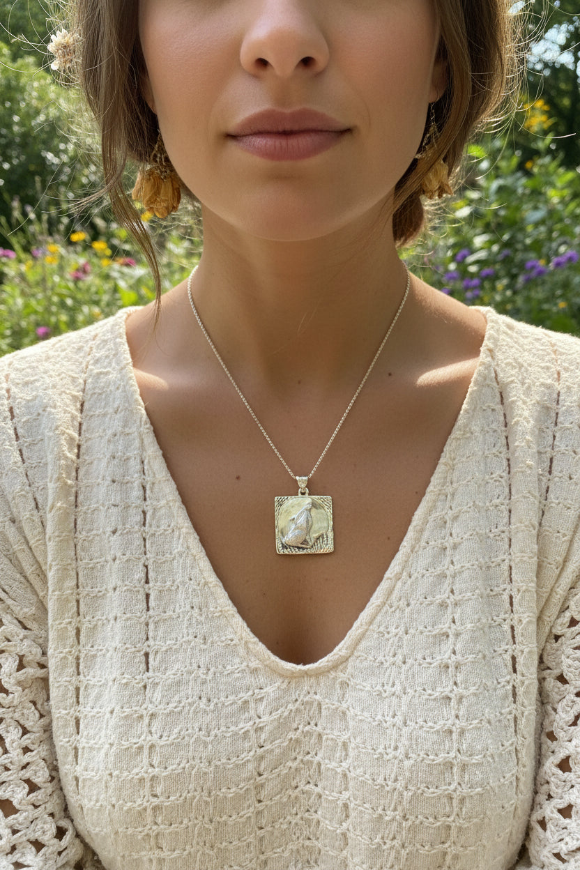 Lunar Dreamer Rabbit Necklace in Sterling Silver