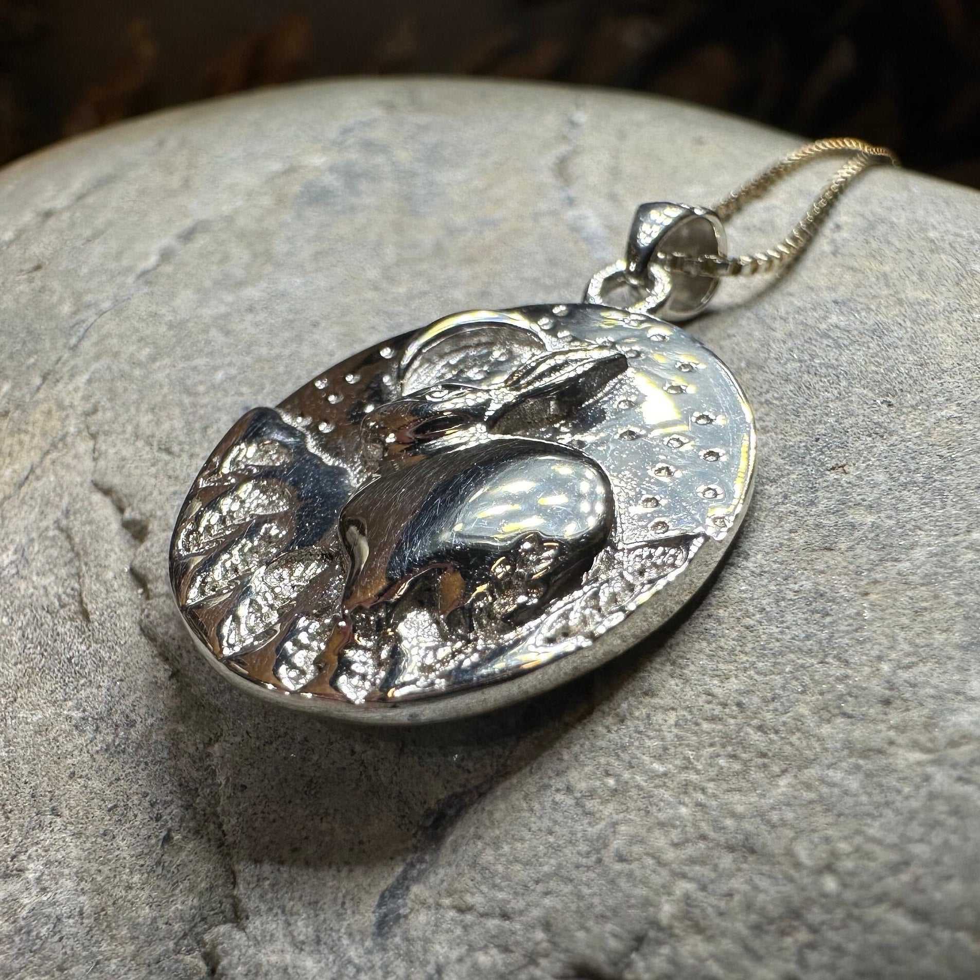 Night Sky Rabbit Necklace in Sterling Silver