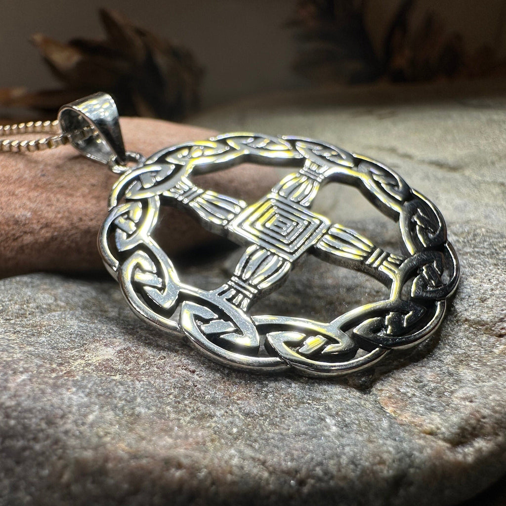 Aura Irish Saint Brigid's Cross Necklace in Sterling Silver