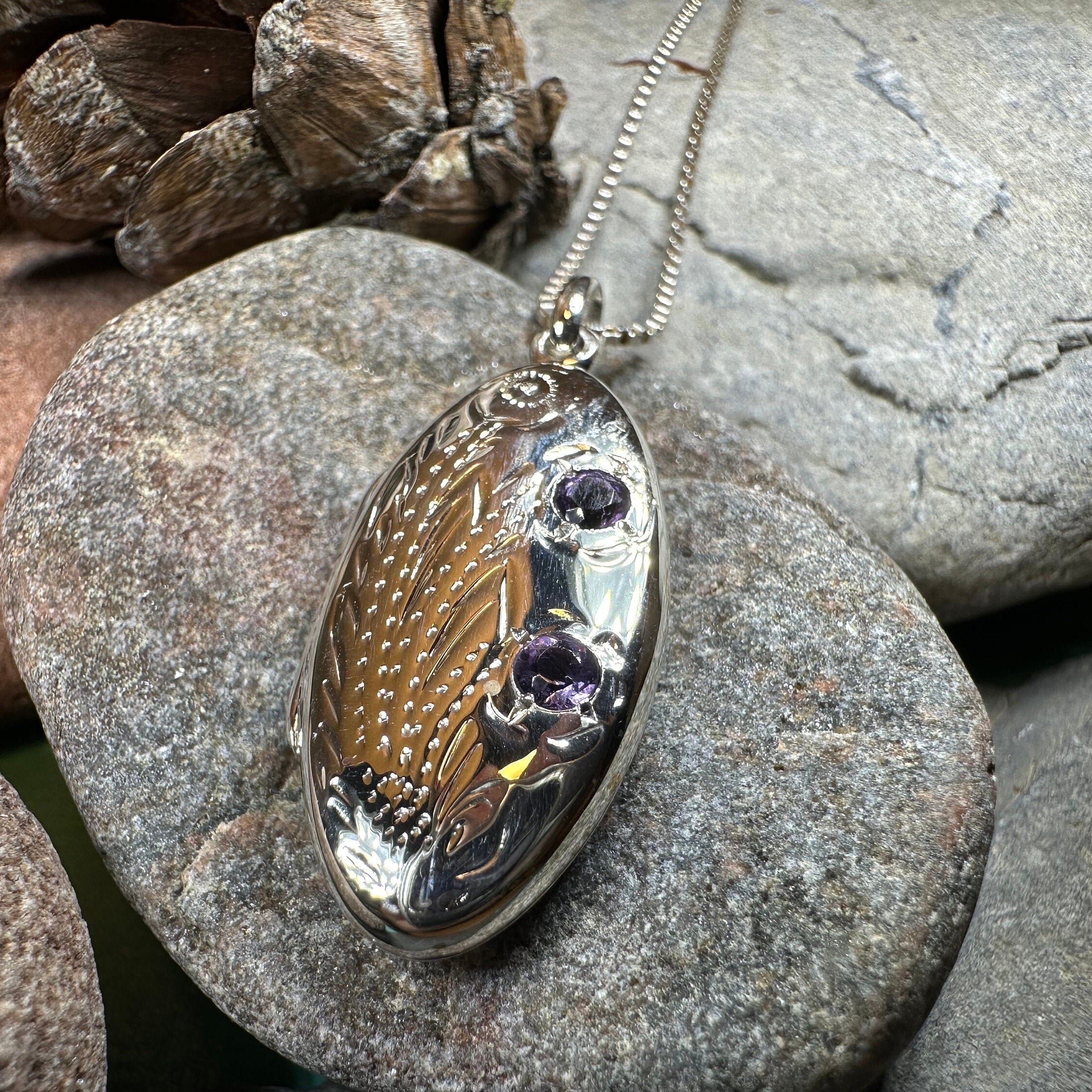 Meadowbrook Amethyst Flower Locket Necklace
