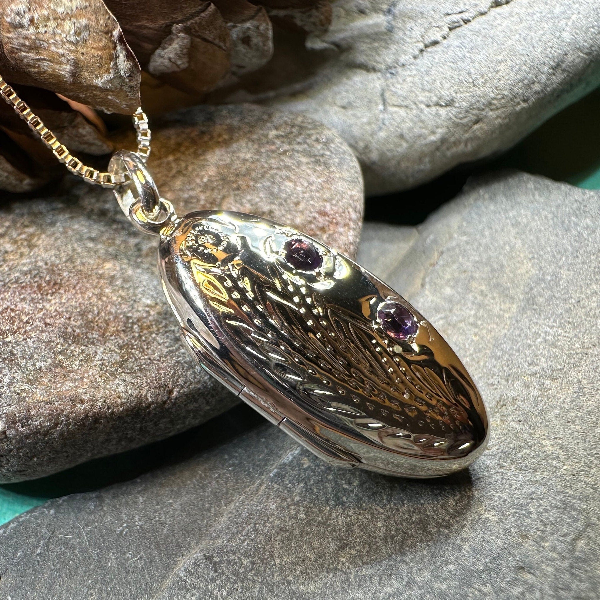 Meadowbrook Amethyst Flower Locket Necklace