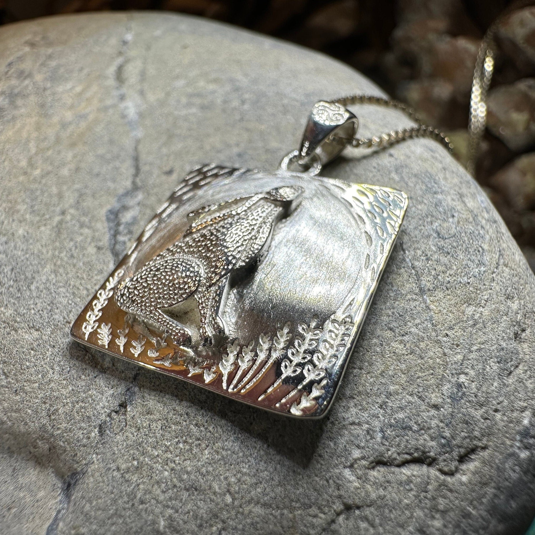 Lunar Dreamer Rabbit Necklace in Sterling Silver
