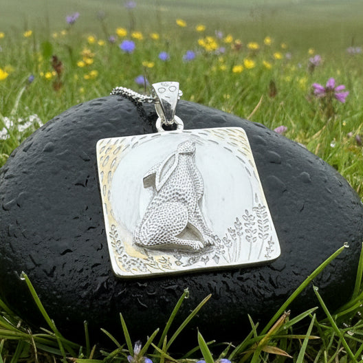 Lunar Dreamer Rabbit Necklace in Sterling Silver
